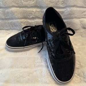 Black sequin Vans. Size women’s 7.5, men’s 6